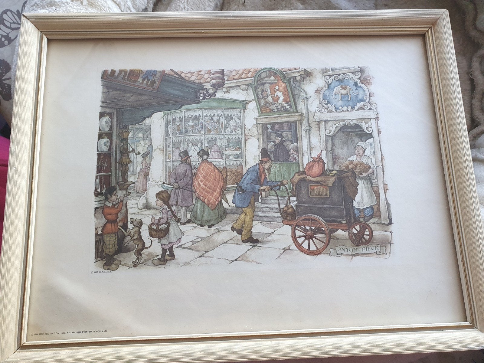 Vintage Anton Pieck Kunstdruk 1968 - Ingelijst - 32,5x25 cm, Antiek en Kunst, Kunst | Schilderijen | Klassiek, Ophalen of Verzenden