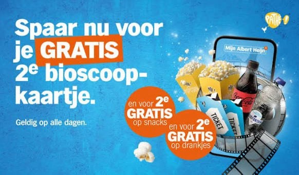 AH 2e bioscoopkaartje gratis (16 spaarkaarten), Tickets en Kaartjes, Eén persoon, Kortingskaartje