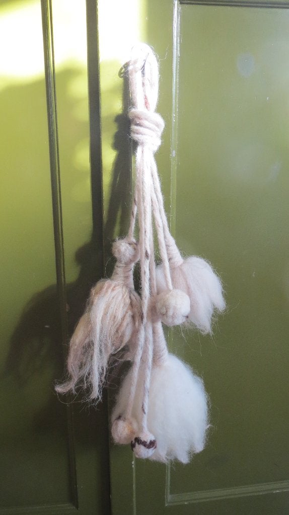 DECORATOEF set van 3, toef/bol deurhangers, genaaldvilte wol, Verzenden, Wandhanger, Meerkleurig, Nieuw