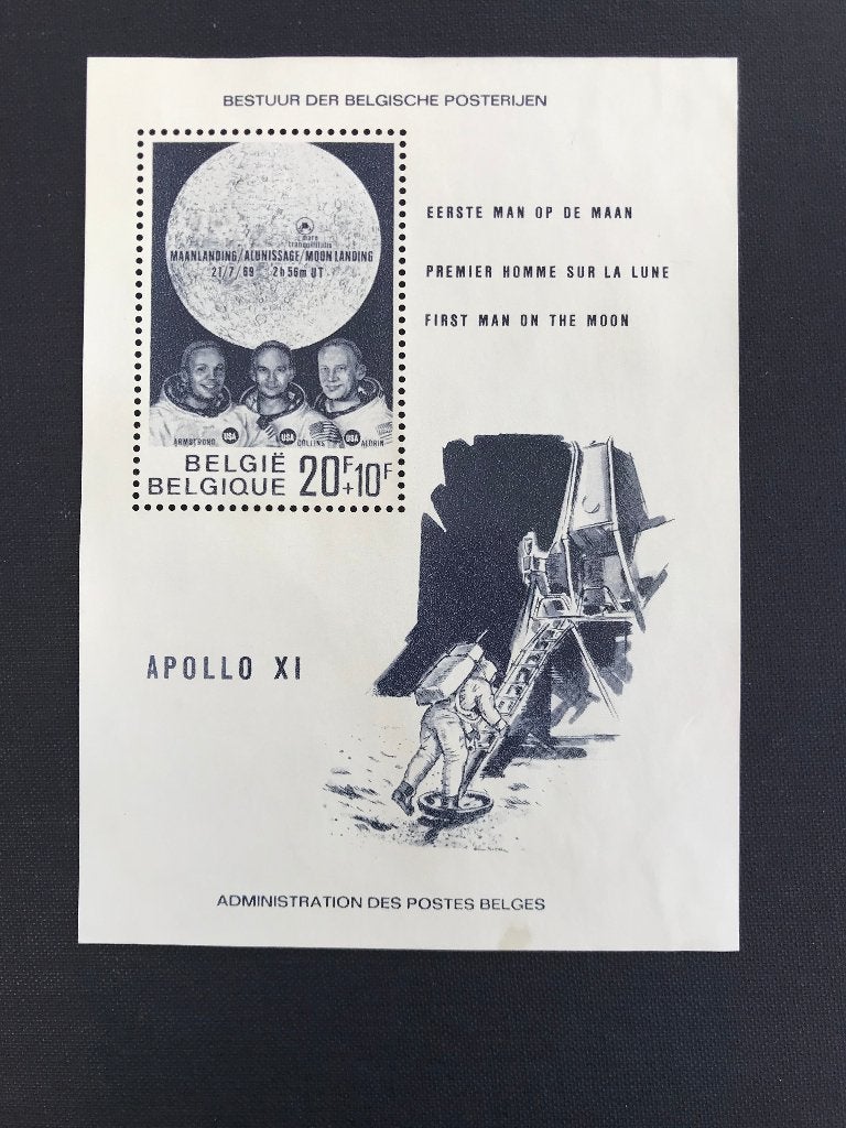 België postzegels blok Apollo XI 20+10 frank, Luchtvaart, Verzenden, Frankeerzegel, Postfris