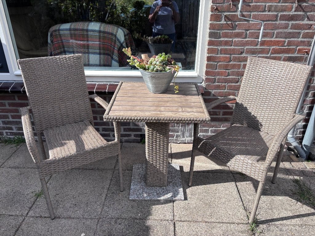 Bistro set, Gebruikt, Rotan, Tuinset, Eettafel
