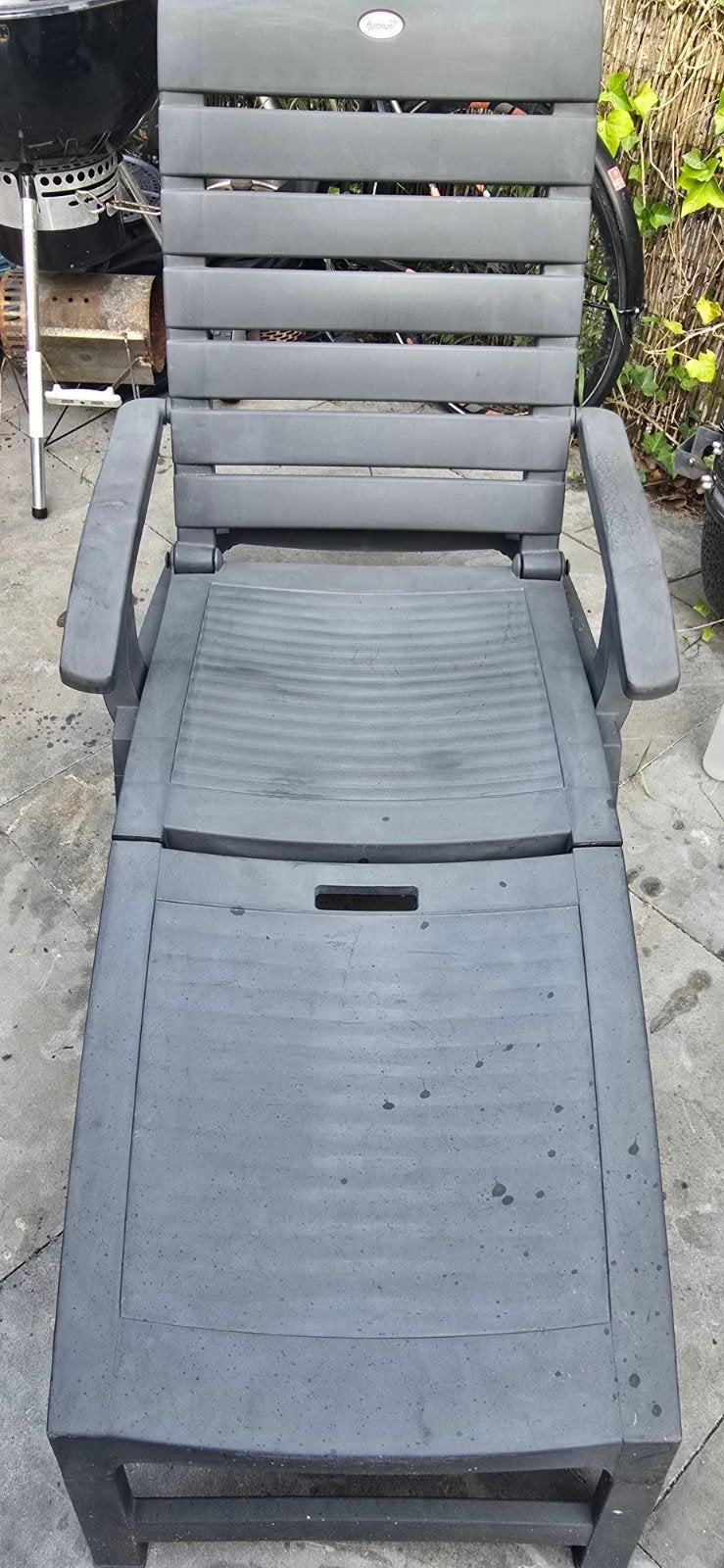 Verstelbare ligstoel met wielen en kussen (2x), Tuin en Terras, Ophalen, Gebruikt, Kunststof, Verstelbaar