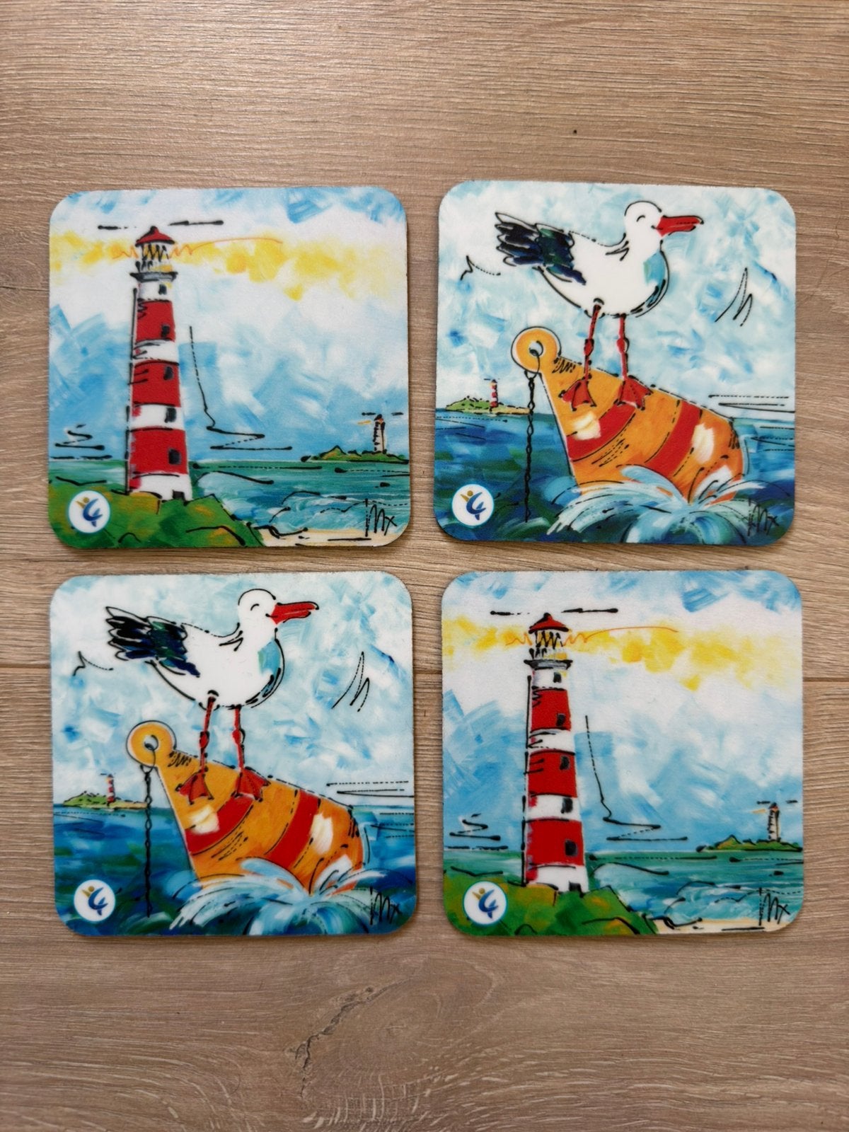 4 onderzetters van Vrolijk met verf, Antislip, Glasonderzetter, Ophalen of Verzenden, Kunststof