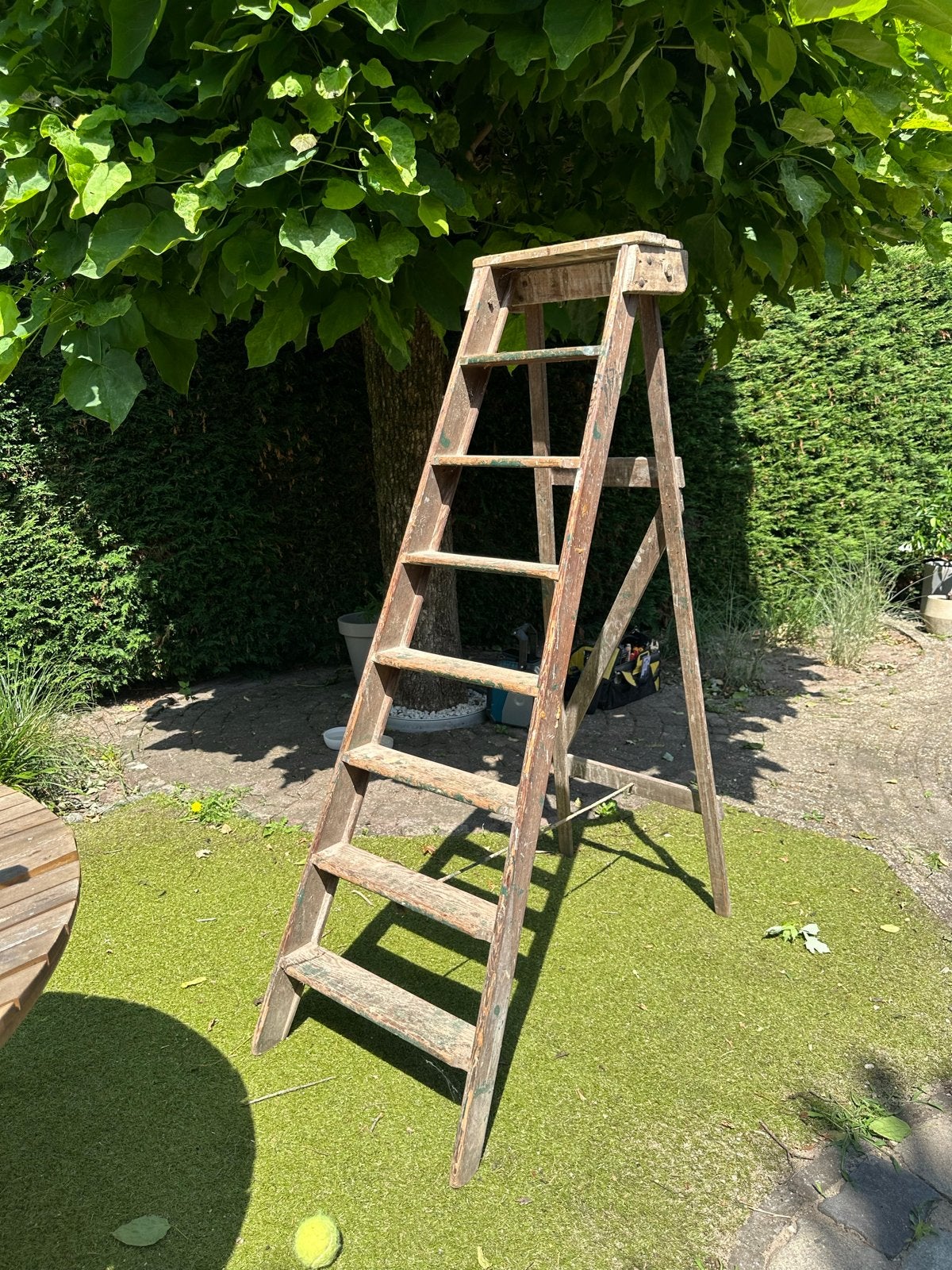 Vintage houten trap - Decoratieve ladder, Ophalen, Gebruikt, Trap, Minder dan 2 meter