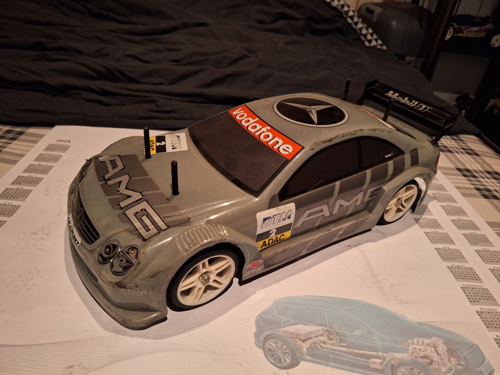 Tamiya TL-01 met 2 kappen (Mercedes DTM en Wago), Gebruikt, Auto, Groter dan 1:32, Ophalen of Verzenden
