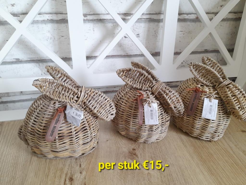 Rattan riviera maison bunny konijntjes, Verzenden, Zo goed als nieuw