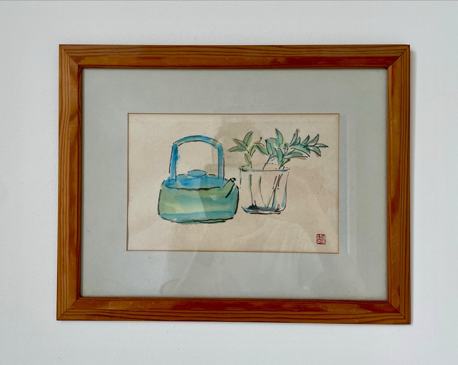 Ingelijste aquarel van Hu Dao Yan (David Hu), Ophalen of Verzenden