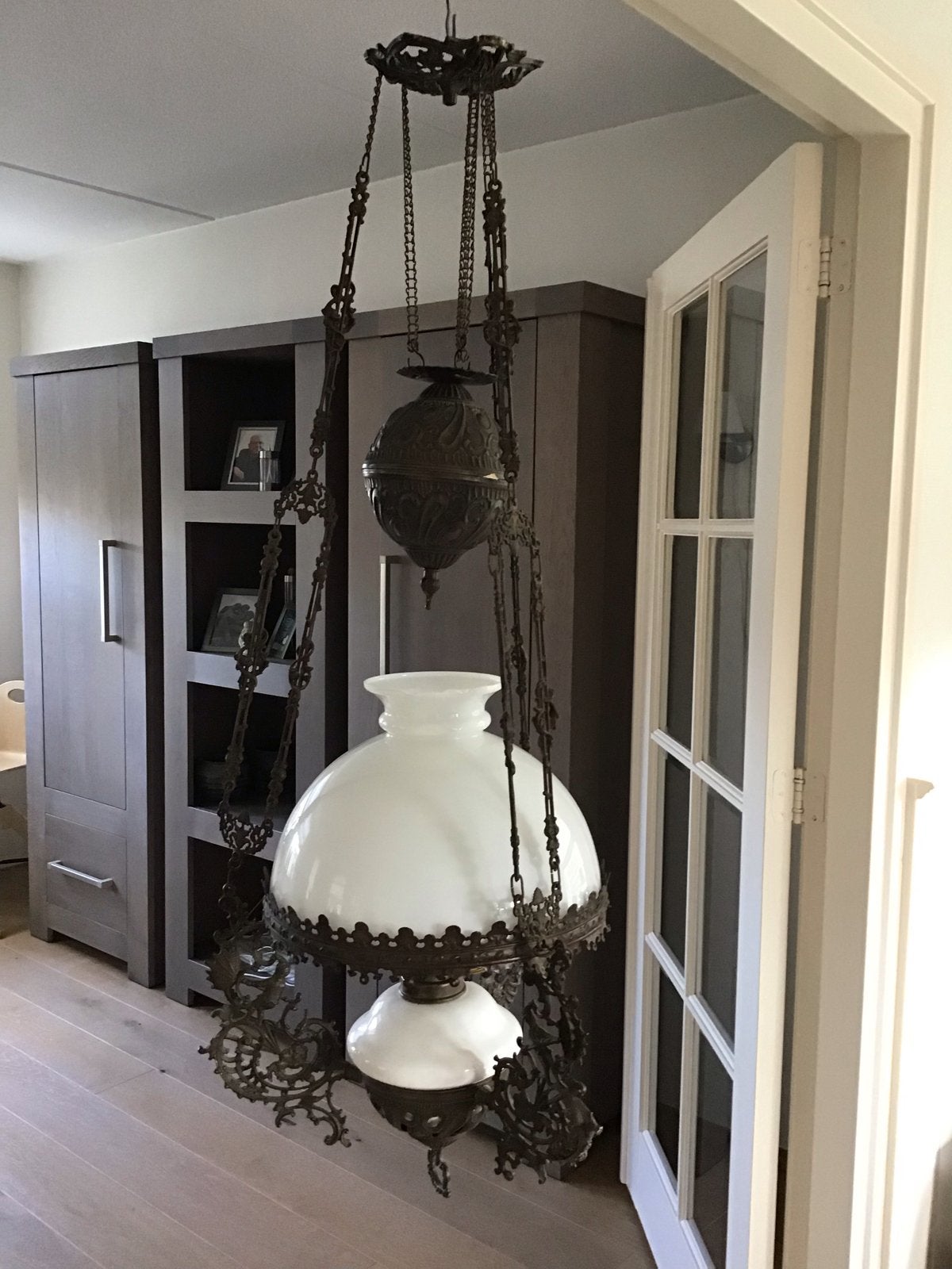 Antieke Olie Lamp / Hanglamp - Uniek en Decoratief, Antiek en Kunst, Ophalen