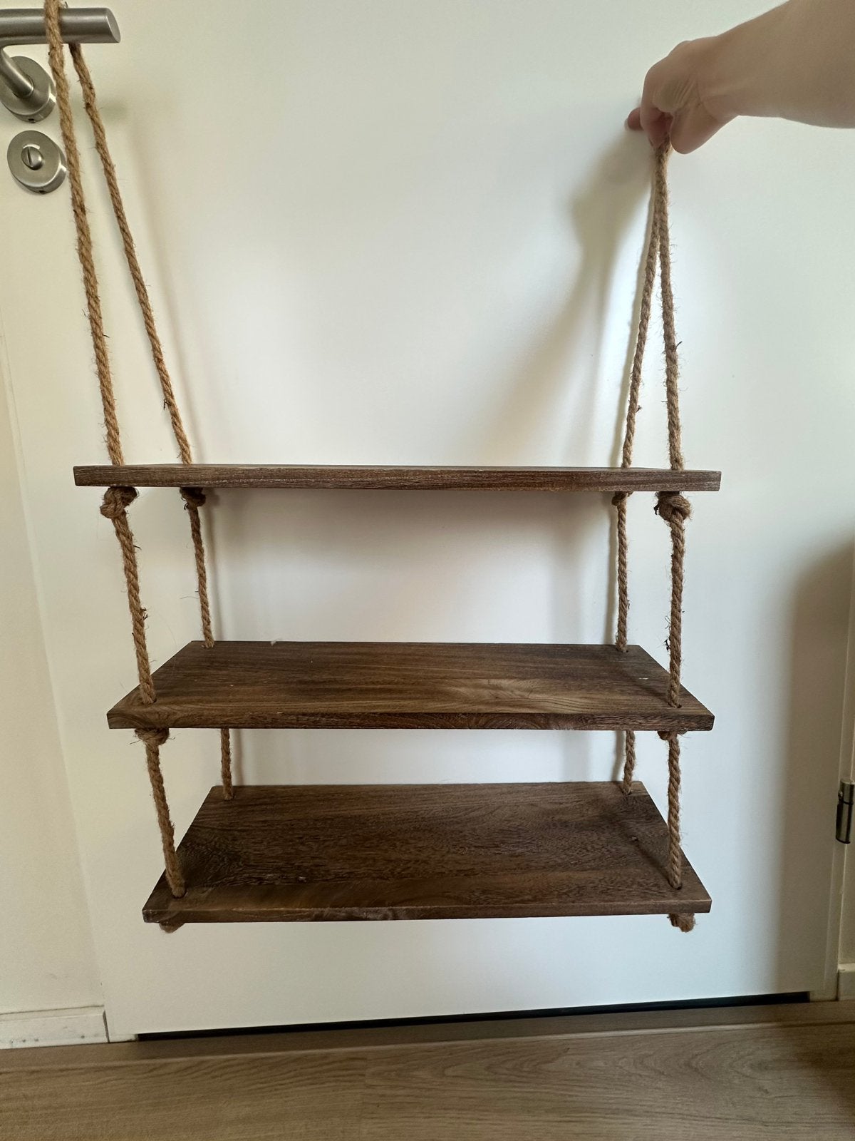 Hangsysteem met 3 planken van touw en hout, Ophalen, Gebruikt