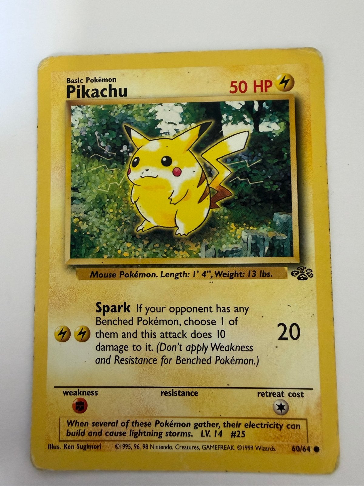 Pikachu Pokémon Kaart 60/64 Jungle, Ophalen, Gebruikt, Losse kaart