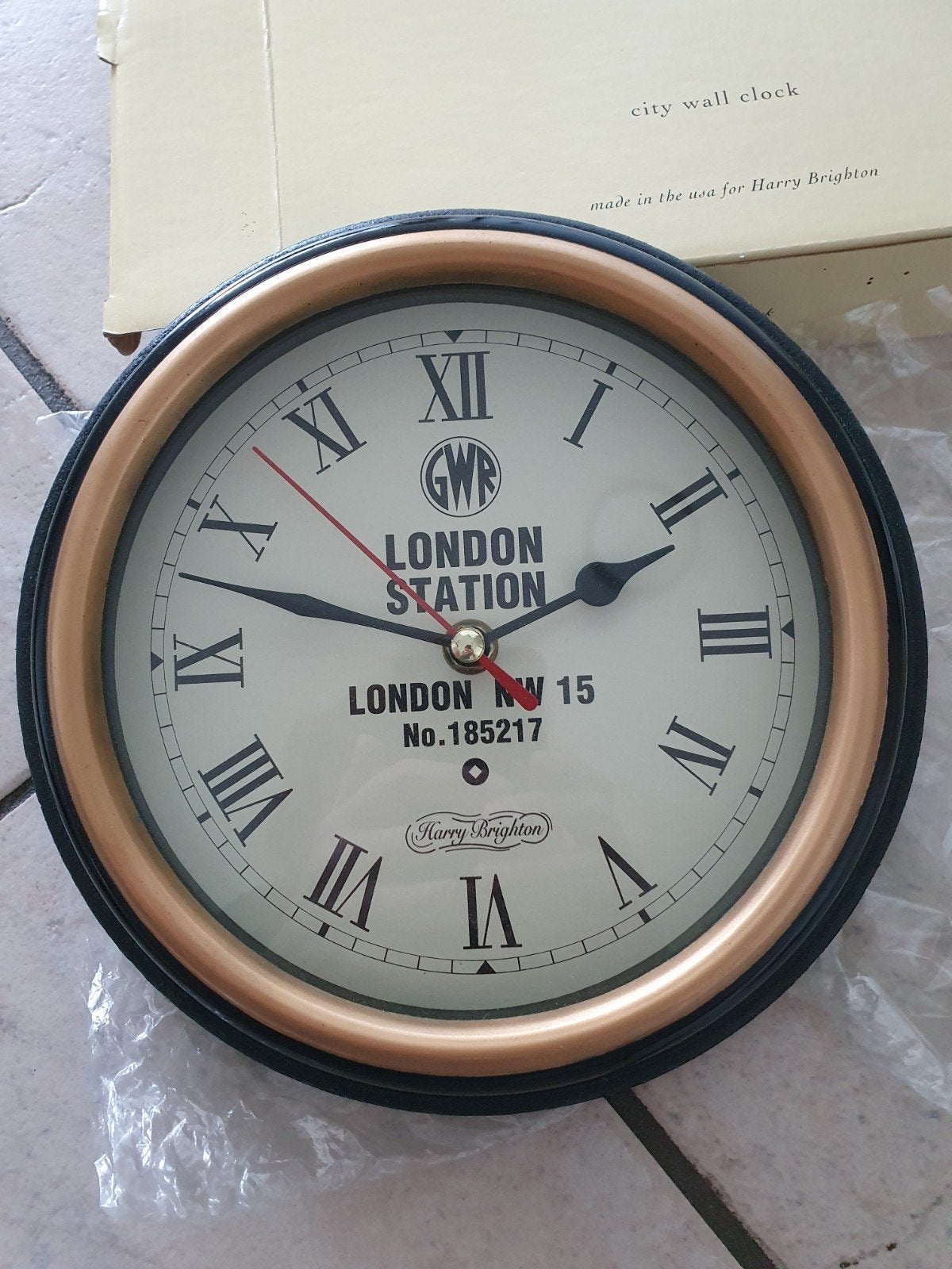 Vintage London Station Wandklok - Harry Brighton, Antiek en Kunst, Antiek | Klokken, Ophalen of Verzenden