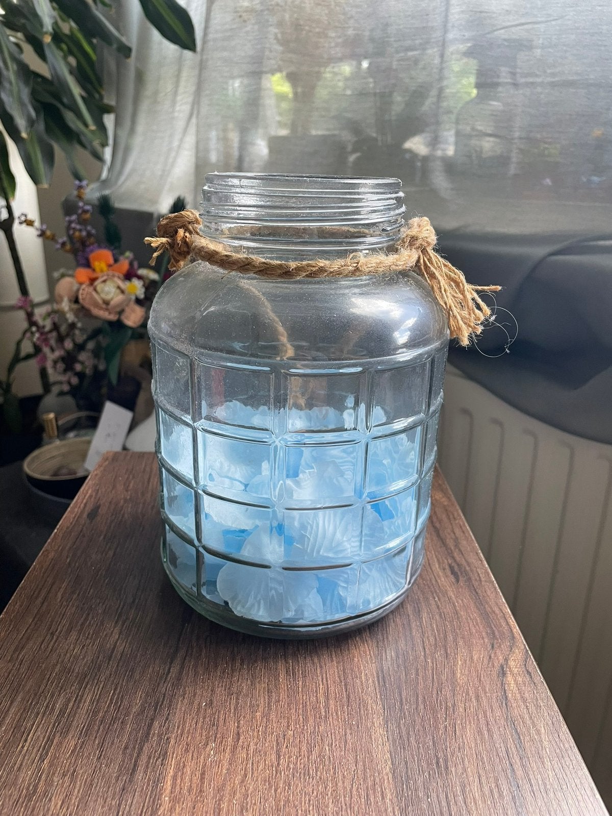 Decoratie pot/ vaas, Minder dan 50 cm, Verzenden, Blauw, Glas