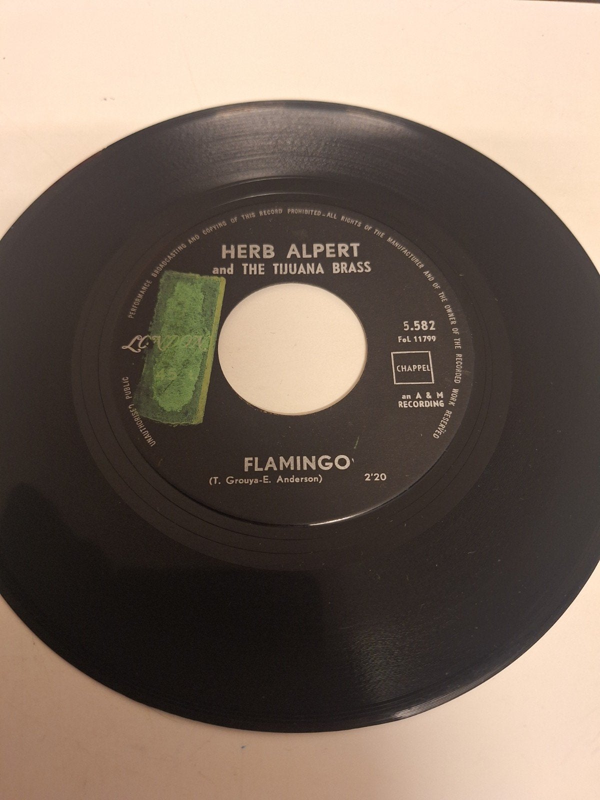 Herb Alpert & the Tijuana Brass - Flamingo, 1966., Cd's en Dvd's, Vinyl | Jazz en Blues, Verzenden, 7 inch