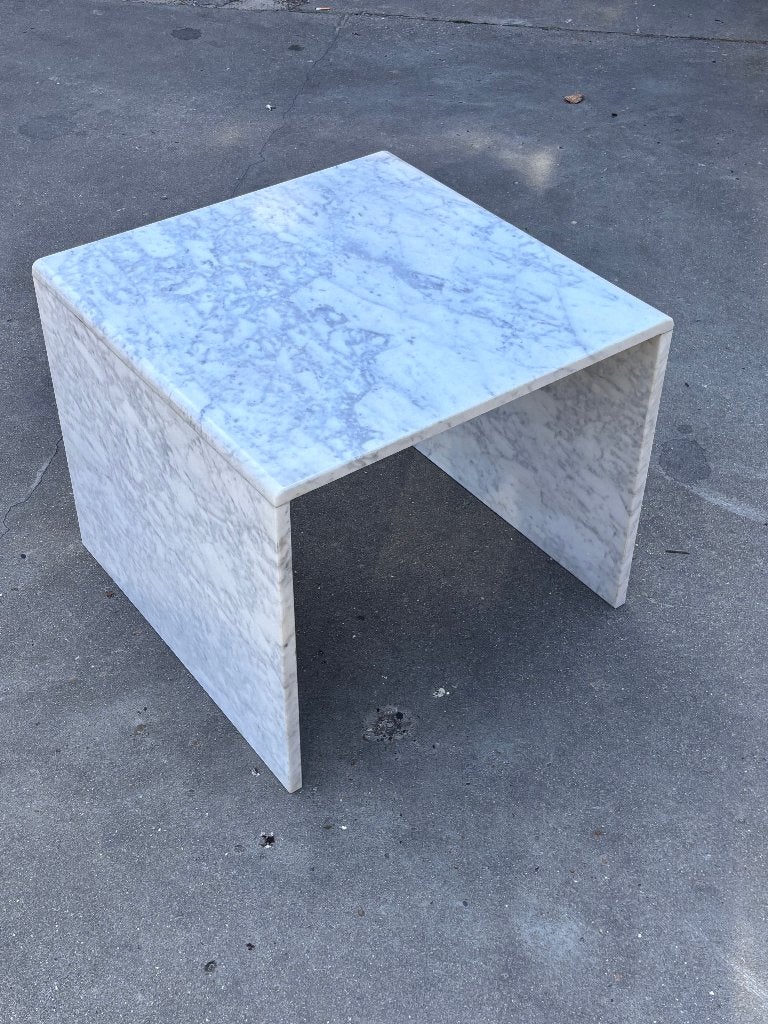 Vintage Carrara-marmere bijzettafel jaren 70 design, Minder dan 55 cm, Gebruikt, Vintage, Vintage