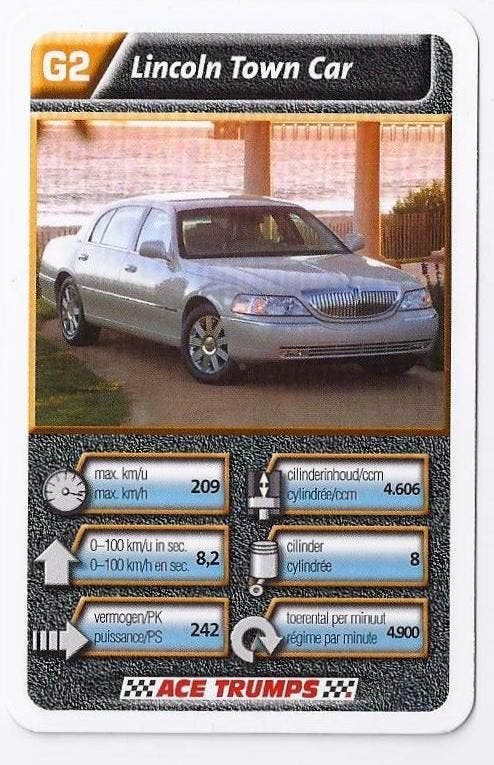 Kw2817 autokaartje g2 lincoln town car, Verzamelen, Ophalen of Verzenden, Zo goed als nieuw, Auto's