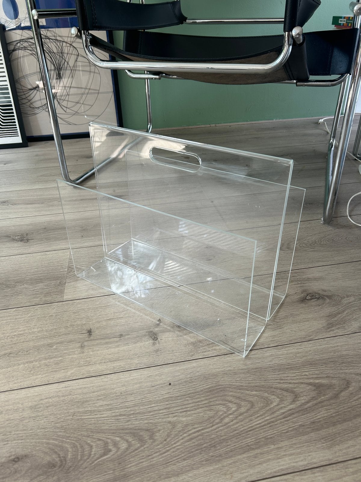 Plexiglas lectuur magazinebak vintage, Ophalen, Zo goed als nieuw