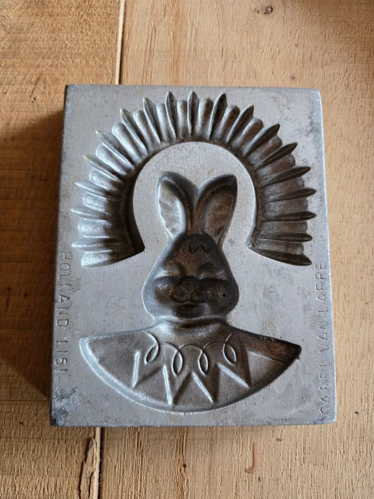 Antieke marsepein/chocoladevorm konijn Van Laere Leiden, Ophalen of Verzenden