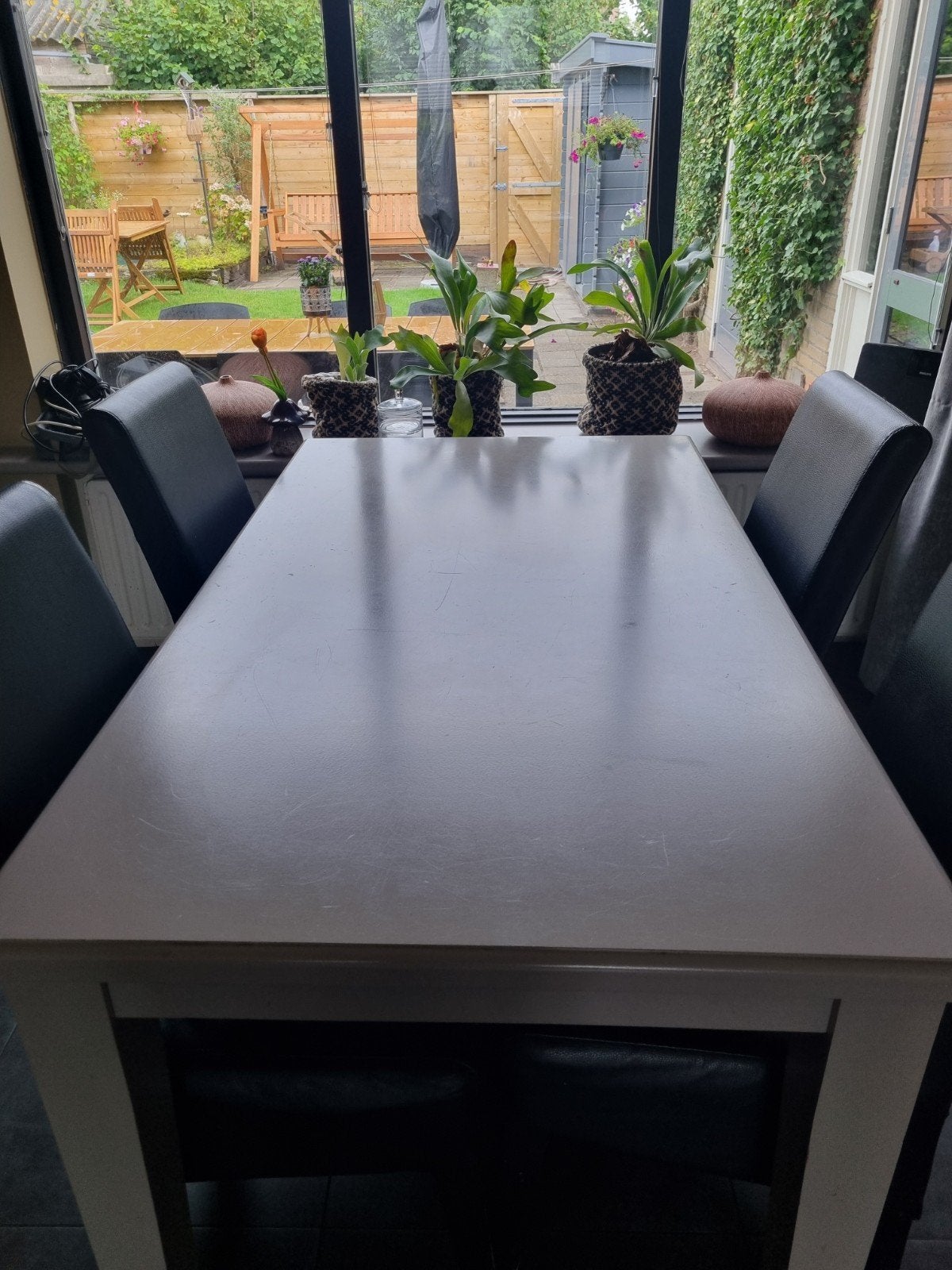 Eettafel met 4 stoelen, Huis en Inrichting, Tafels | Eettafels, Ophalen, Gebruikt, 50 tot 100 cm, Modern