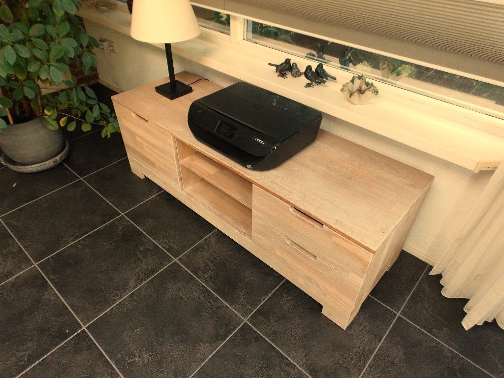 audio/videokastje blank eiken 138 x 45 x 45 cm, Ophalen, Gebruikt, Blank eiken, Eikenhout