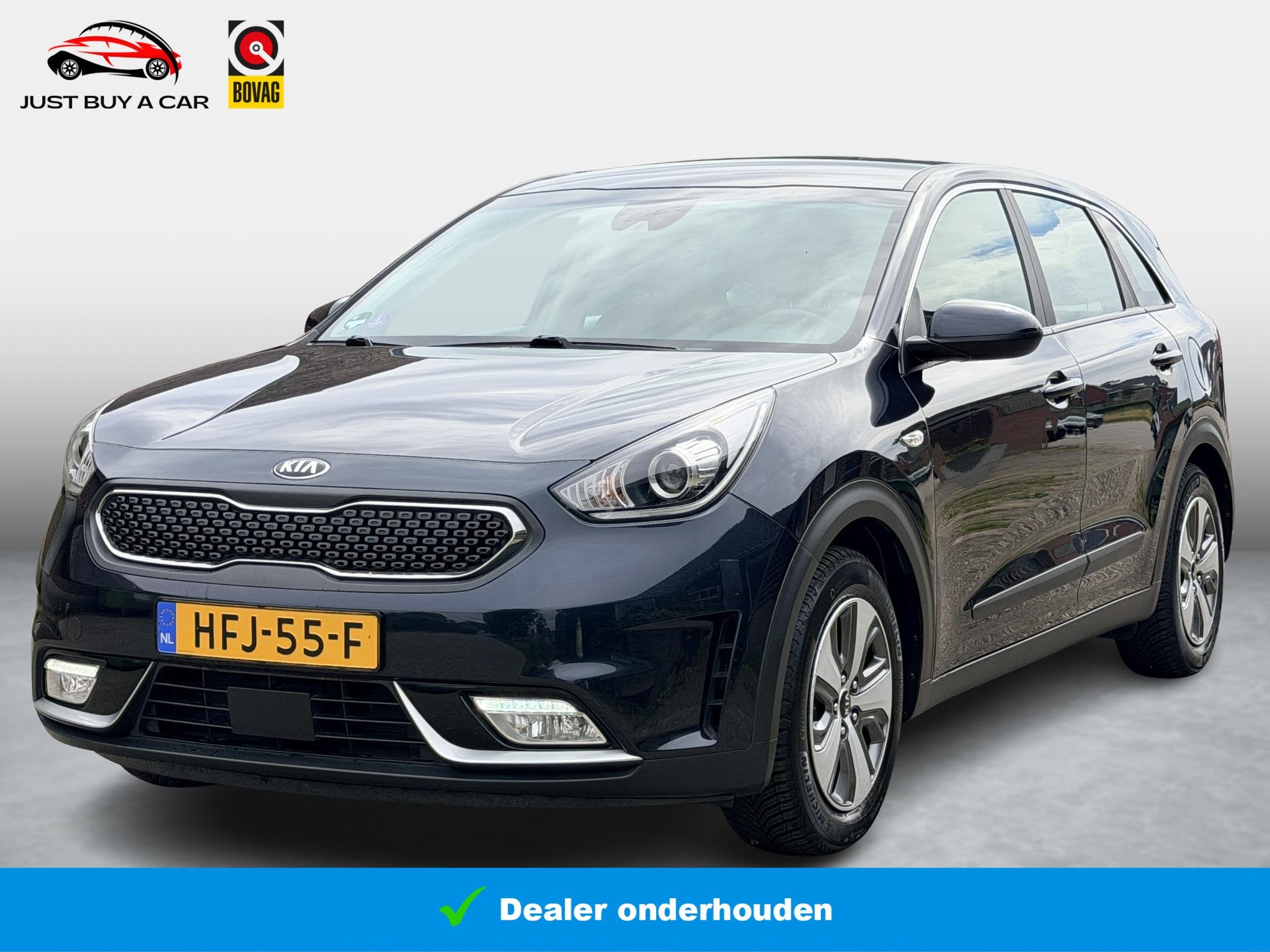 Kia Niro 1.6 GDi Hybrid ComfortLine Edition 7 / Trekhaak / 1, Auto's, Stof, Gebruikt, Euro 6, Blauw