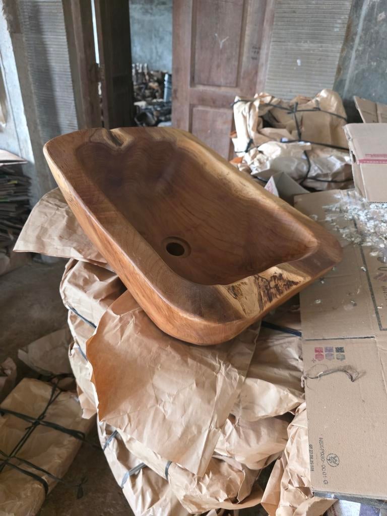 Massieve Teak Wasbakken uit 1 Stuk - Slechts 135 per stuk, Ophalen of Verzenden, Nieuw, Wastafel