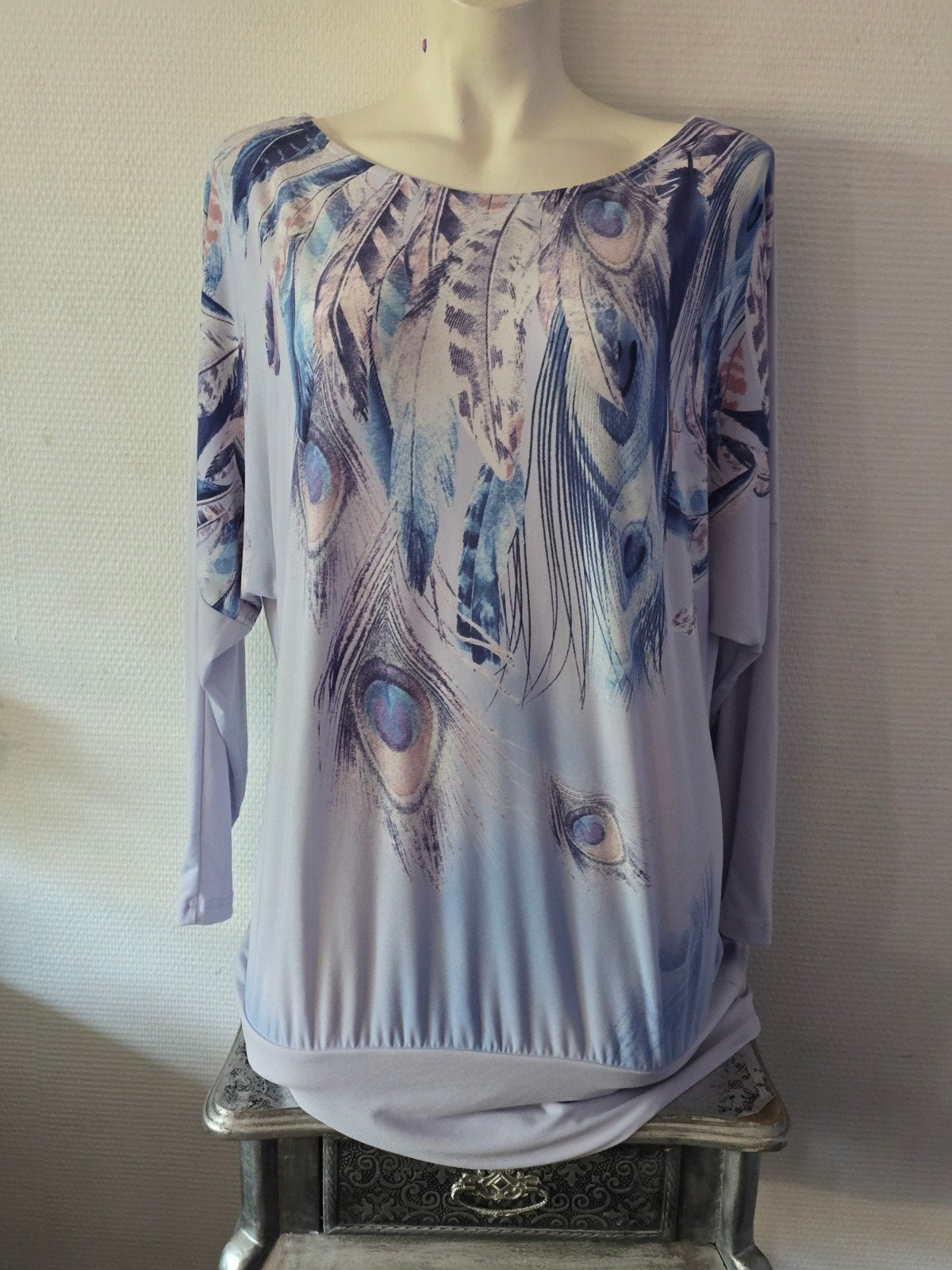 Bodyflirt dames jurk met verenprint Maat 48/50, Kleding | Dames, Grote Maten, Blauw, Jurk, Body Flirt Boutique, Ophalen of Verzenden
