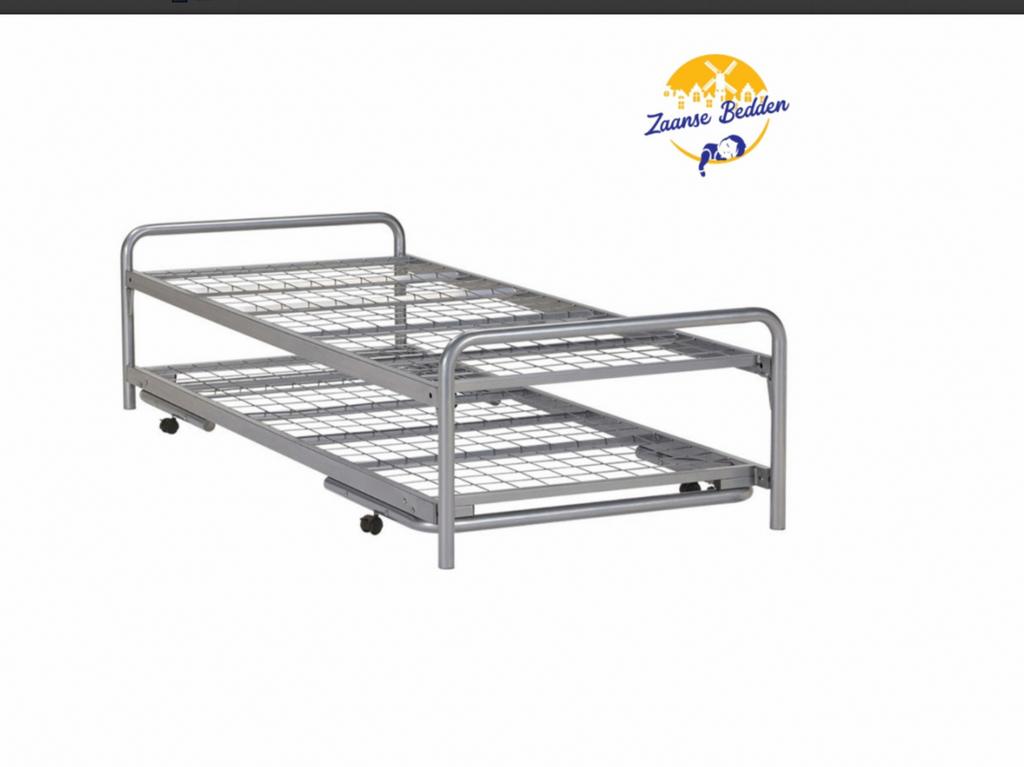 Dubbel Divan - Onderschuifbed .  90/2.00 mtr, Ophalen, Eenpersoons, Overige typen, Zo goed als nieuw