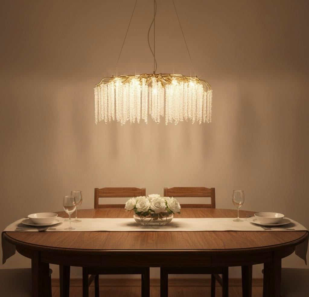 Hanglamp Cristal Blossom - design - romantisch - ovaal 120cm, Ophalen of Verzenden, Nieuw, Glas, 75 cm of meer