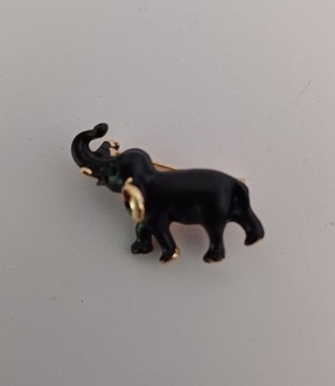 Goudkleurige broche olifantje zwart, Sieraden, Tassen en Uiterlijk, Verzenden, Nieuw, Zwart, Overige materialen