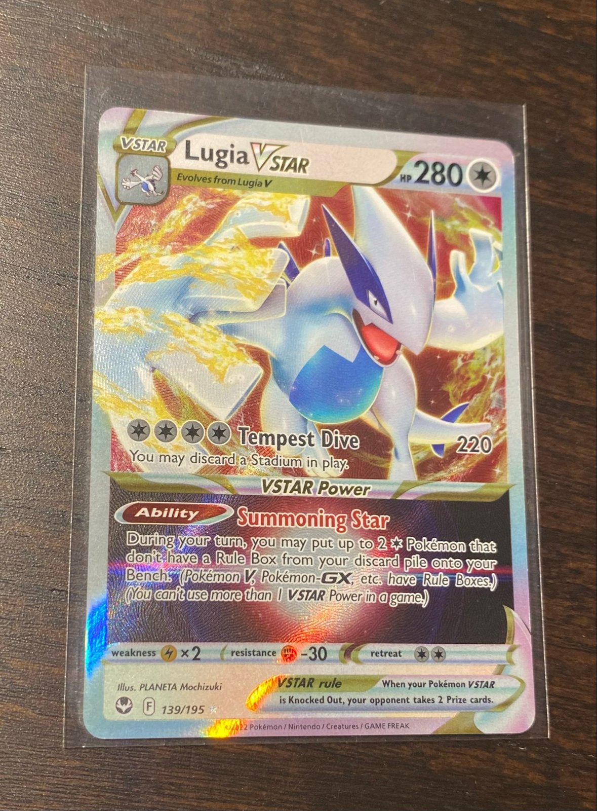 Lugia VSTAR 139/195 Silver Tempest Pokémon Kaart, Ophalen of Verzenden, Zo goed als nieuw, Losse kaart, Foil