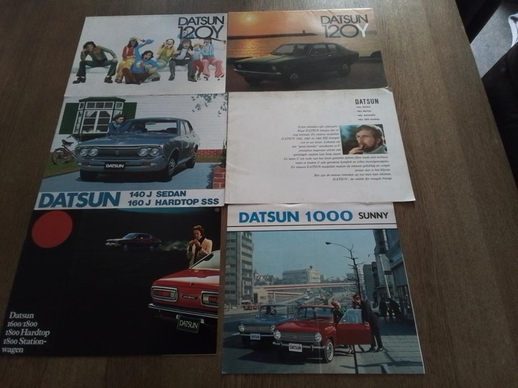Folders Datsun 120Y, 140J, 1600/1800, 1000 Sunny, Ophalen of Verzenden, Gelezen, Overige merken