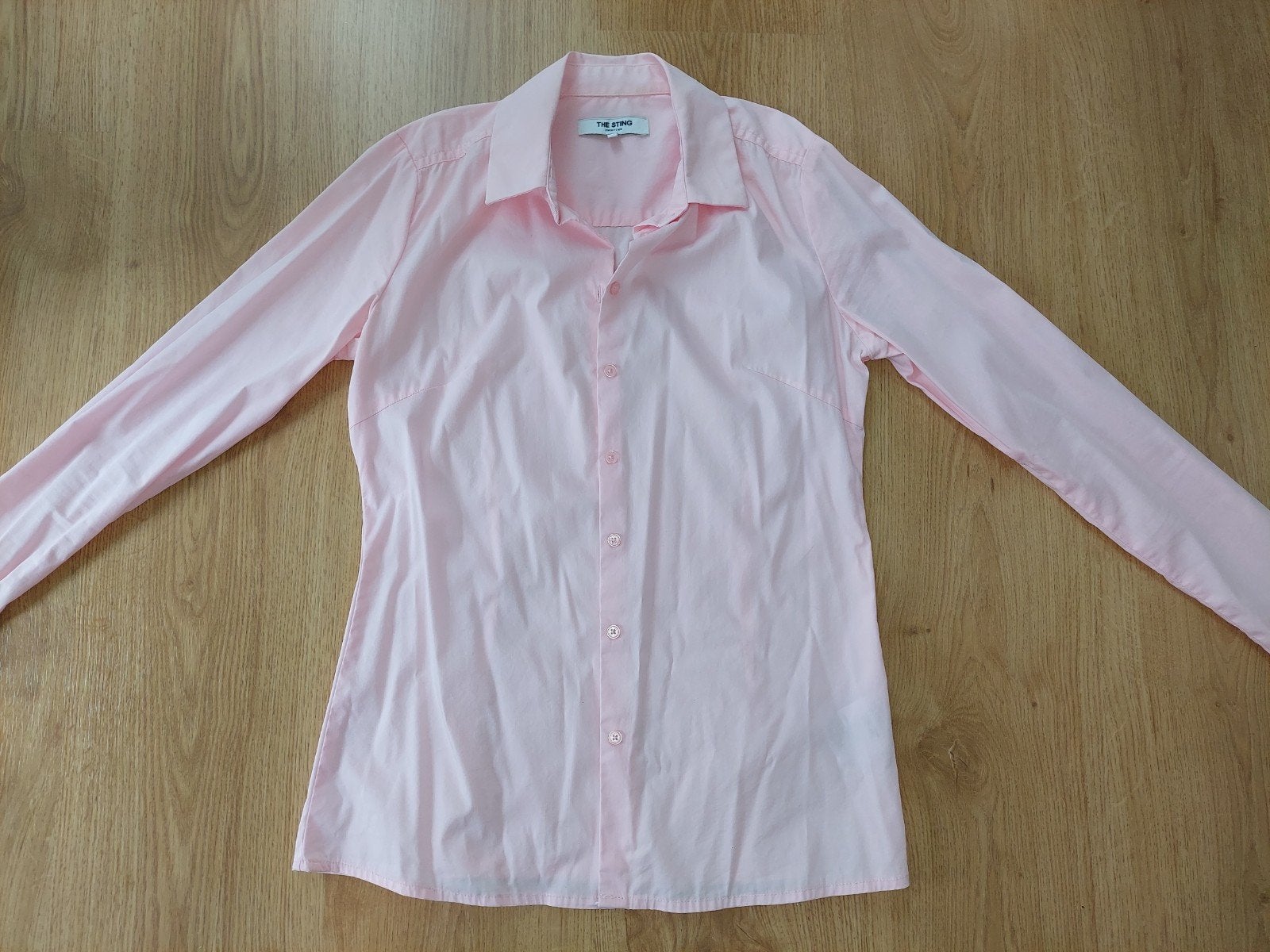 Licht rose Licht rose getailleerd blousje XS / 176 H&M ZGAN!, Kinderen en Baby's, Kinderkleding | Maat 176, Meisje, H&M, Overhemd of Blouse
