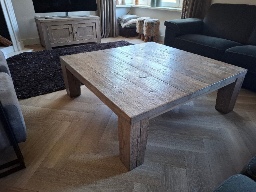 Eiken salontafel, Ophalen, 100 tot 150 cm, 50 tot 100 cm, Zo goed als nieuw