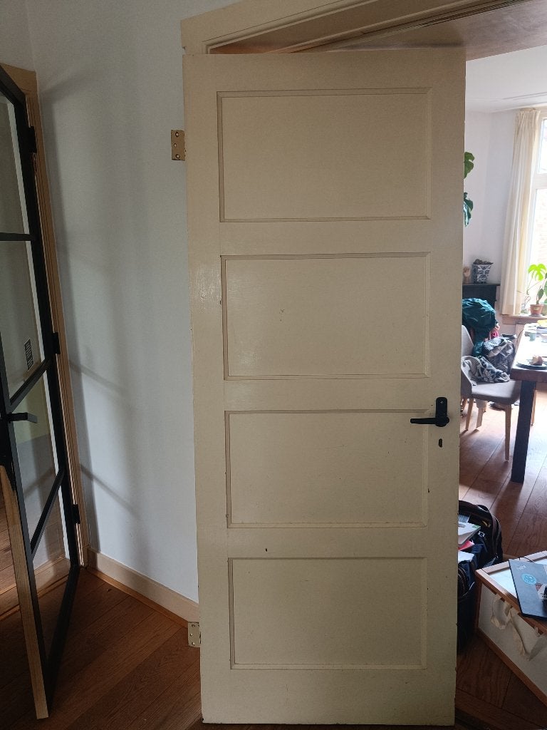 twee oude houten binnendeuren te koop, Doe-het-zelf en Verbouw, Deuren en Horren, Ophalen, Gebruikt, Binnendeur, 200 tot 215 cm