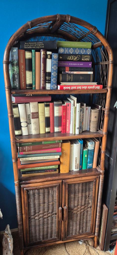 Vintage Rotan Manou Boekenkast - 176 cm Hoog, Ophalen