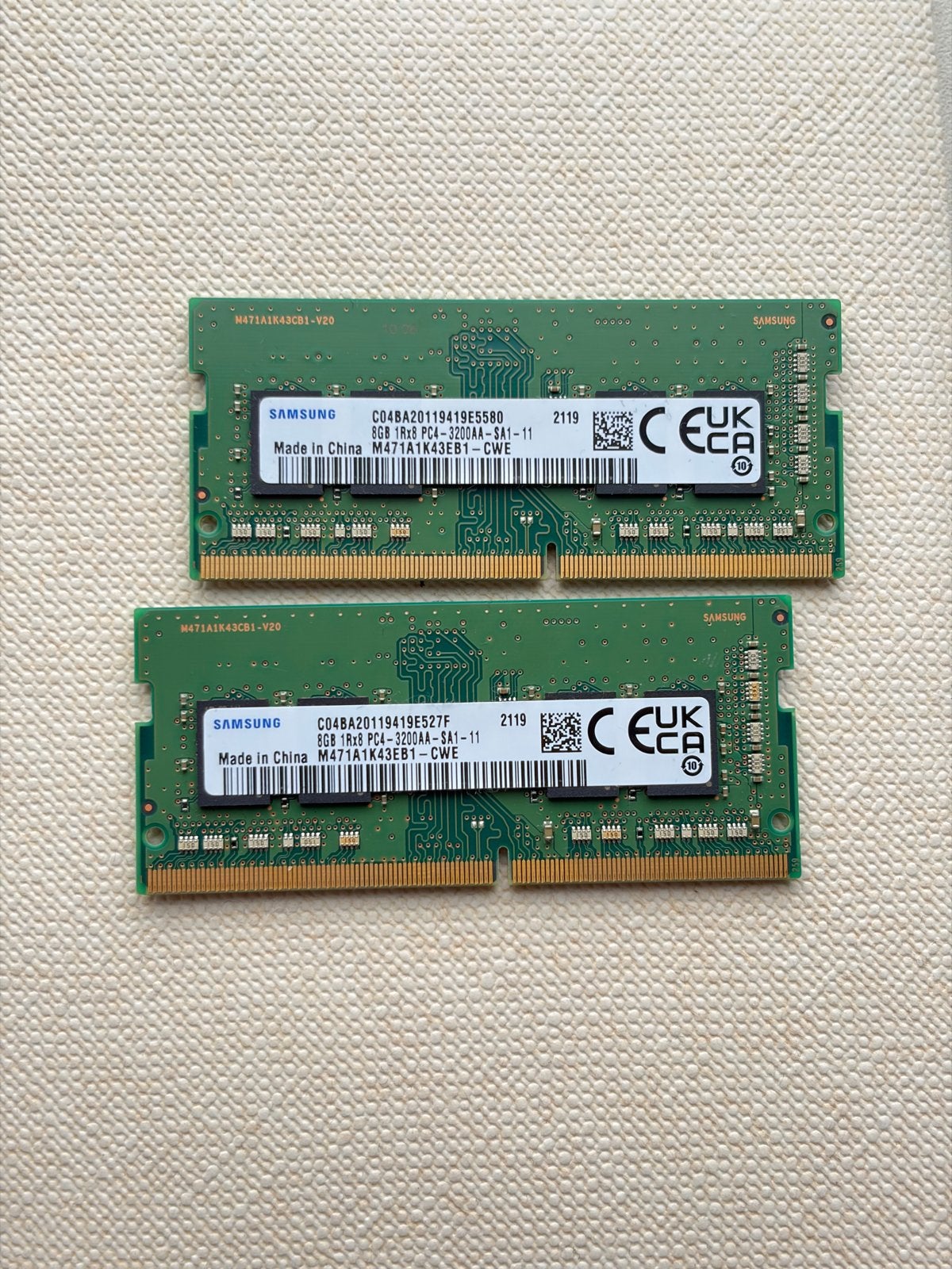 Samsung 16GB (2x8GB) DDR4 SODIMM RAM 3200MHz, Computers en Software, DDR4, Ophalen of Verzenden, Zo goed als nieuw, Laptop