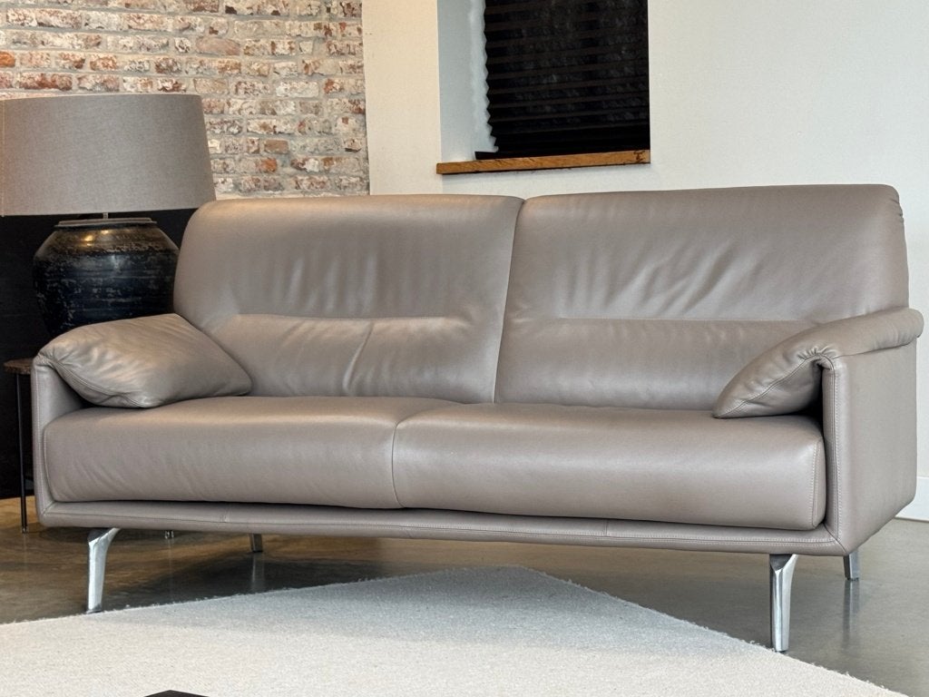Leolux Bora Balanza 2,5-zits | Taupe/grijs leer | Als nieuw