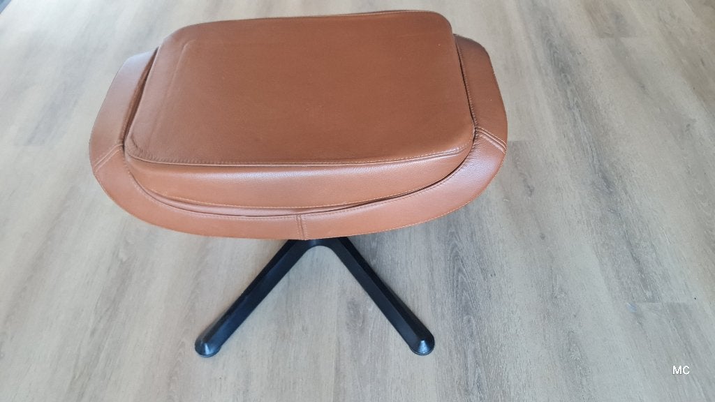 Leren Poef Hocker, Huis en Inrichting, Banken | Voetenbanken en Poefen, Ophalen, Gebruikt, Rechthoekig, 50 tot 75 cm