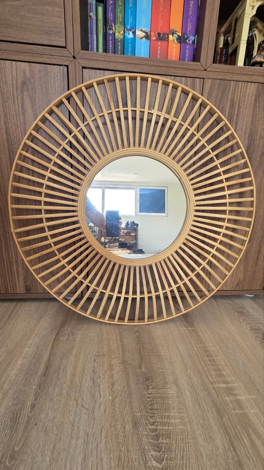 Houten spiegel, Huis en Inrichting, Woonaccessoires | Spiegels, Ophalen, Rond