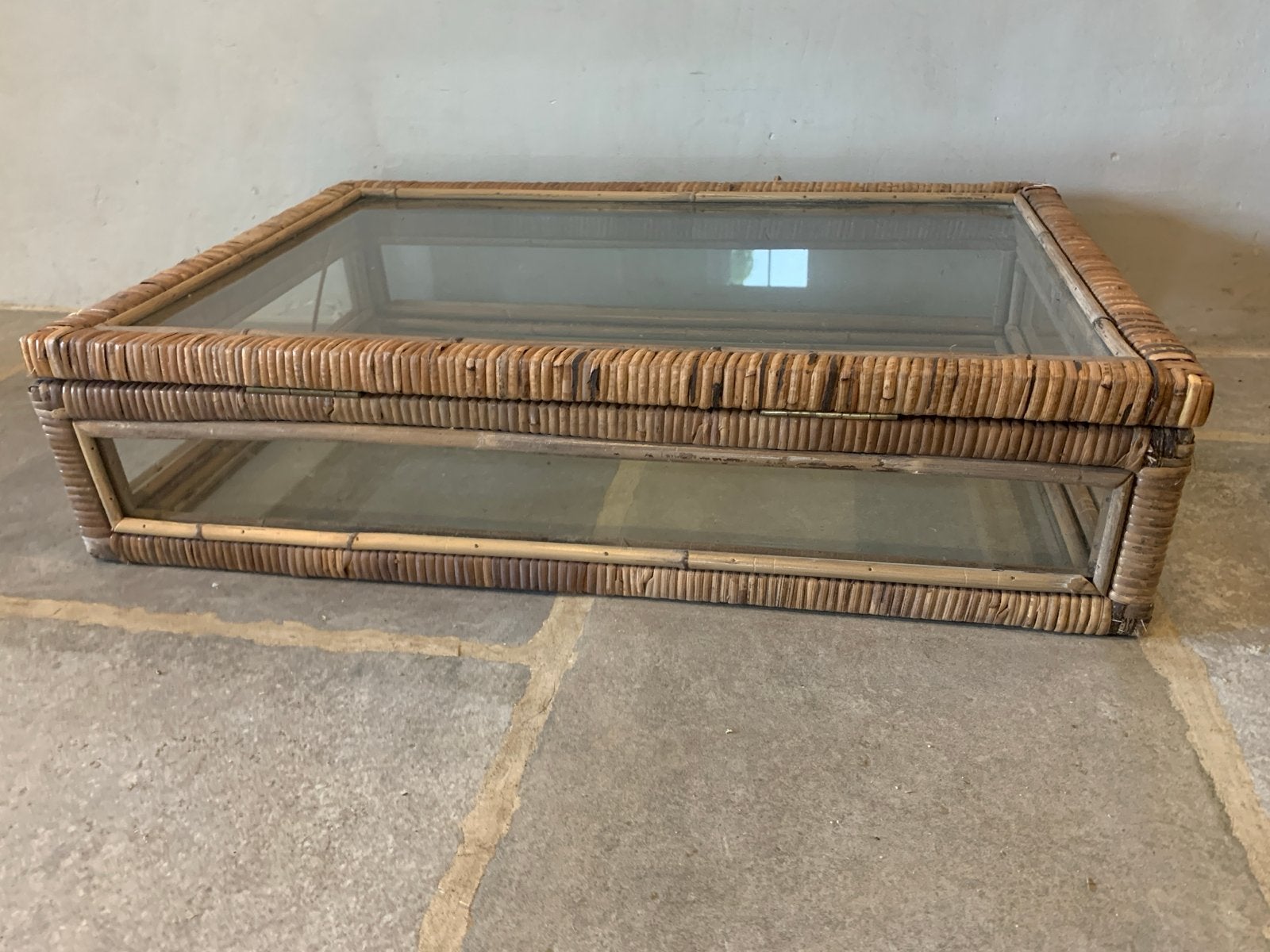 Rivièra Maison bamboe en glas display box, Ophalen, Hout, Bruin, Landelijk