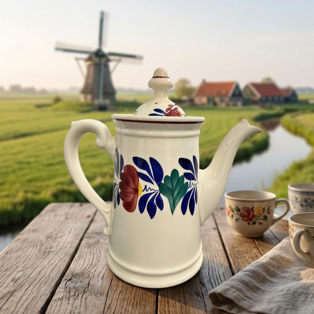 Boerenbont Antieke koffiepot met 1 ring Societe Ceramique, Ophalen of Verzenden
