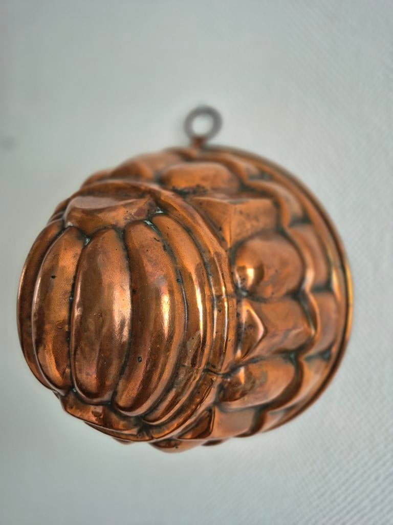 Mooie antieke rood koperen puddingvorm bakblik tulband vorm., Ophalen of Verzenden, Koper