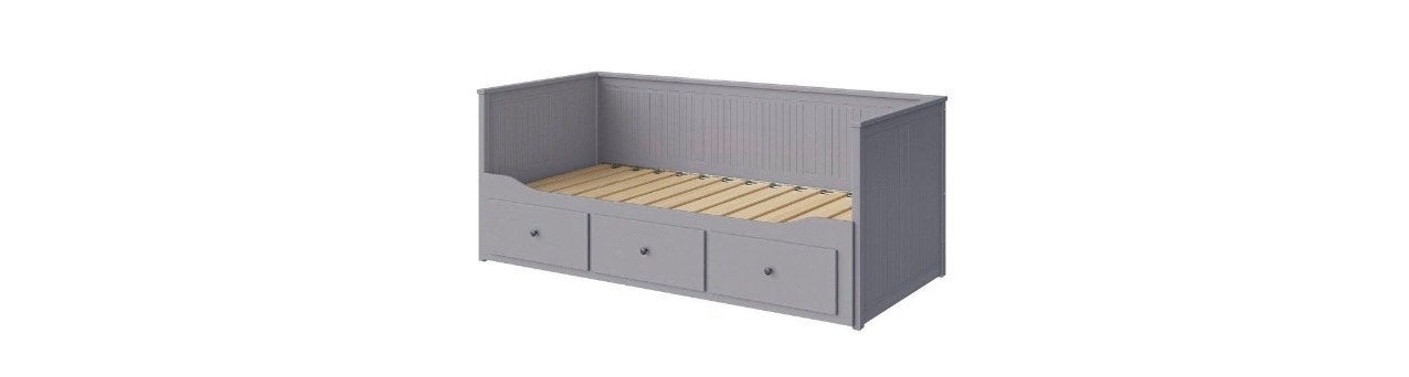 Grijs eenpersoonsbed met opberglades, Ophalen, Gebruikt, 90 cm, Eenpersoons