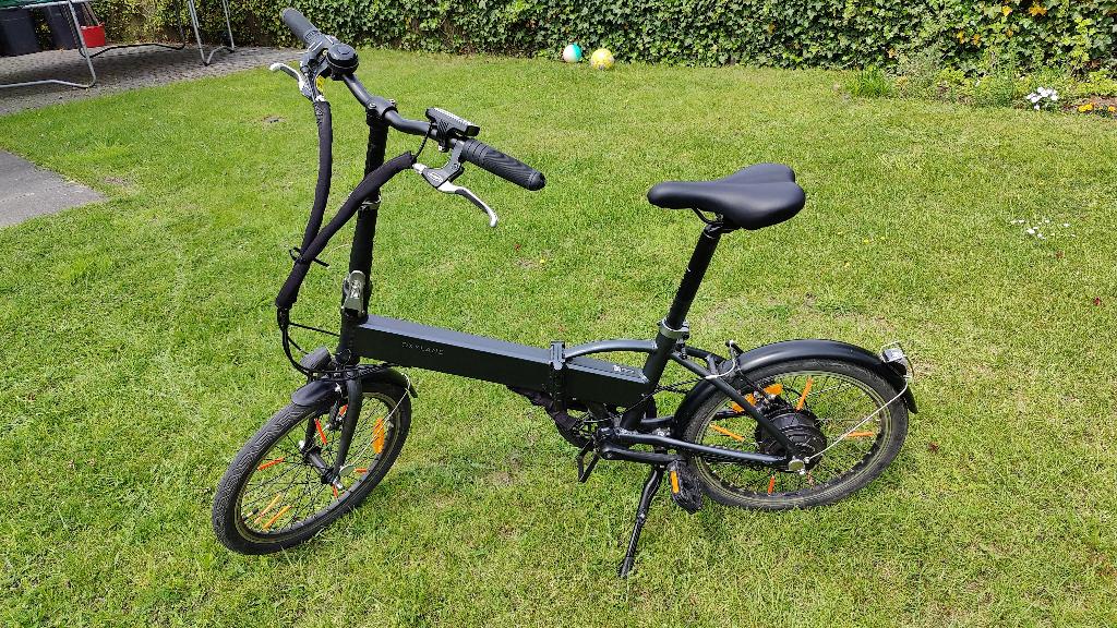 Oxylane tilt 500e elektrische vouwfiets (2022), 20 inch of meer, Velgrem, Versnellingen, Zo goed als nieuw