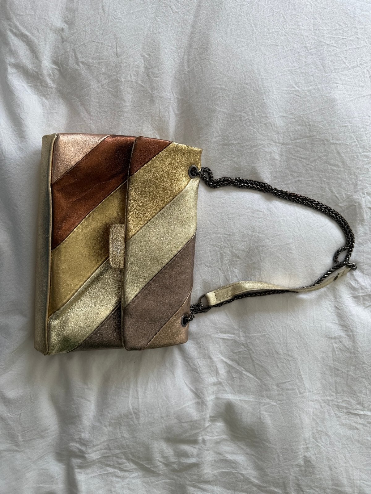Stijlvolle schoudertas met metallic strepen, Ophalen of Verzenden, Zo goed als nieuw, Overige kleuren, Schoudertasje