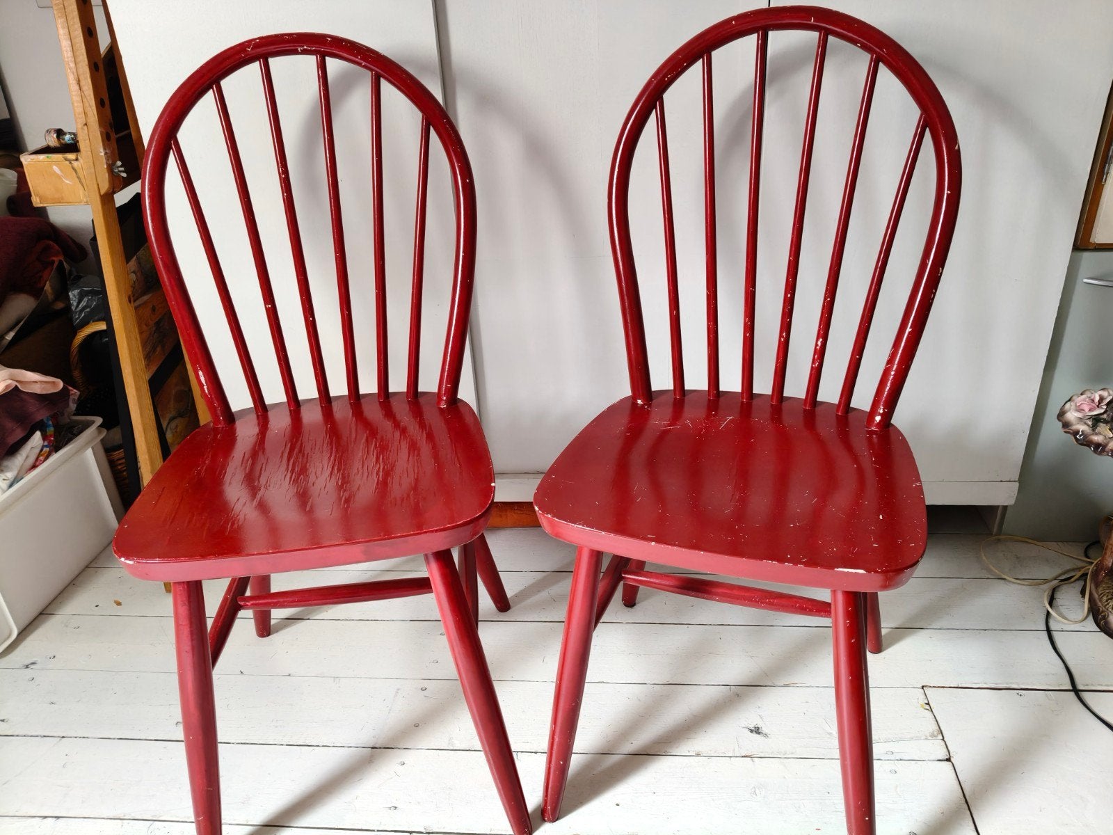 eetkamer stoelen, rood, Ophalen, Gebruikt, Twee, Rood