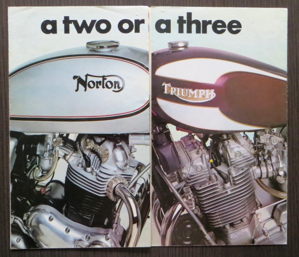 Folder Norton Commando 850 + Triumph Trident T160 - 1975, Verzenden, Triumph
