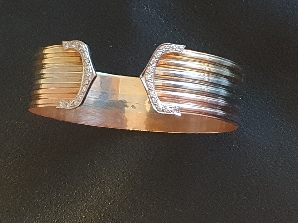 Zeldzame armband model Cartier met briljanten 14 kr 585, Ophalen of Verzenden, Zo goed als nieuw, Met edelsteen, Goud