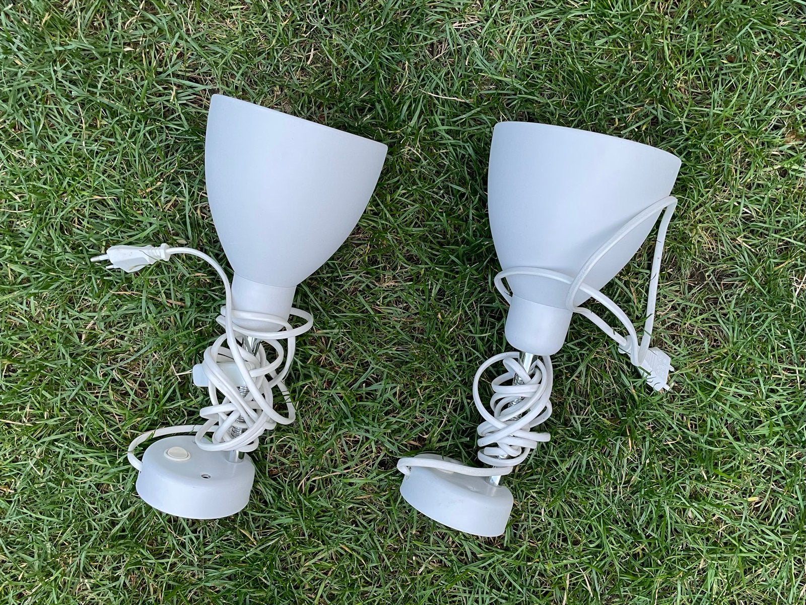 Twee nette witte IKEA Minnen lampen (13cm), Wit, Gebruikt, Modern, Metaal