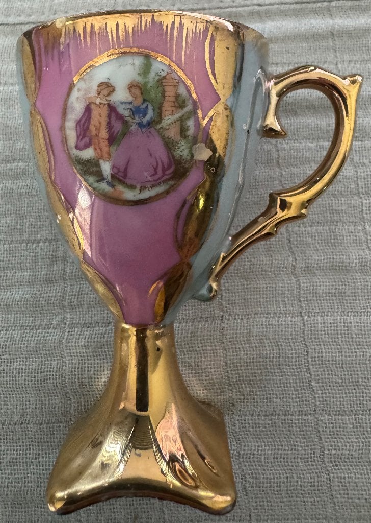 2x Vintage Trèves porselein kopje met schotel jaren 1930, Antiek en Kunst, Ophalen